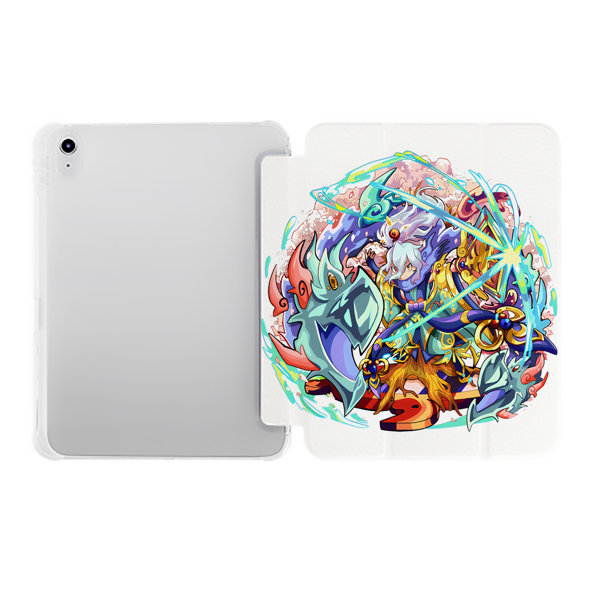 （画像用） 妖怪ウォッチ Yo-kai Watch IPad ケース ペン収納付き 三つ折りスタンド PUレザー×シリコン 対応機種9.5/10.5/10.9インチ